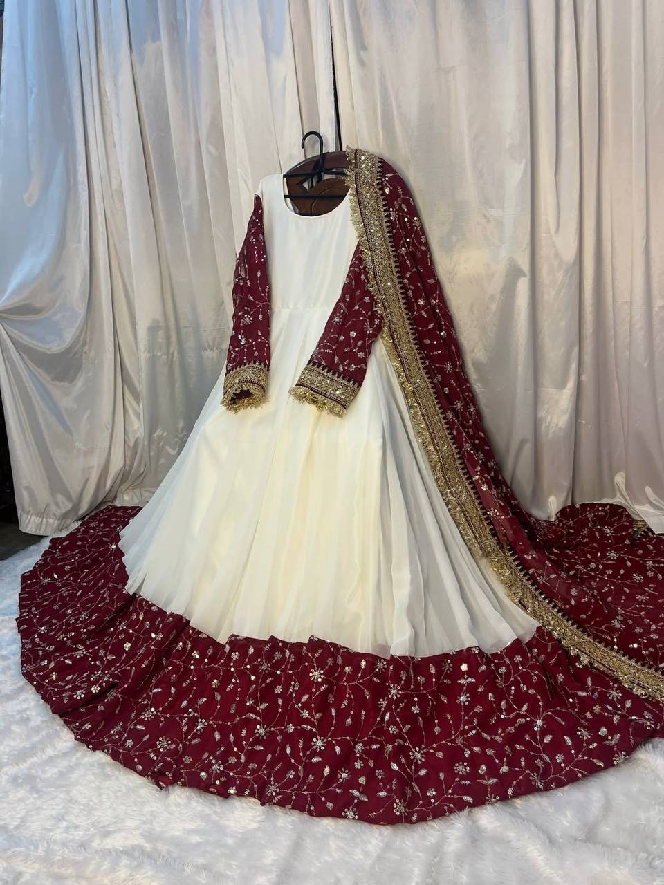 Premium Pure Faux Georgette Maxi Anarkali Suit – Multi Needle Embroidery Work
