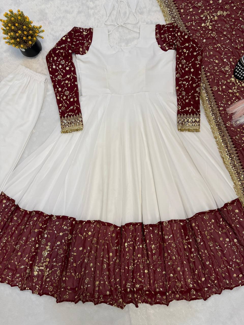 Premium Pure Faux Georgette Maxi Anarkali Suit – Multi Needle Embroidery Work