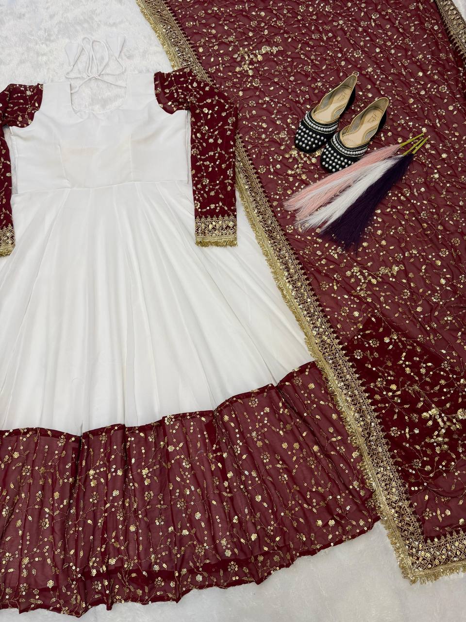 Premium Pure Faux Georgette Maxi Anarkali Suit – Multi Needle Embroidery Work