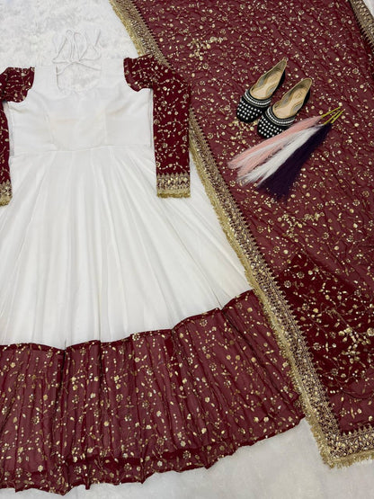 Premium Pure Faux Georgette Maxi Anarkali Suit – Multi Needle Embroidery Work