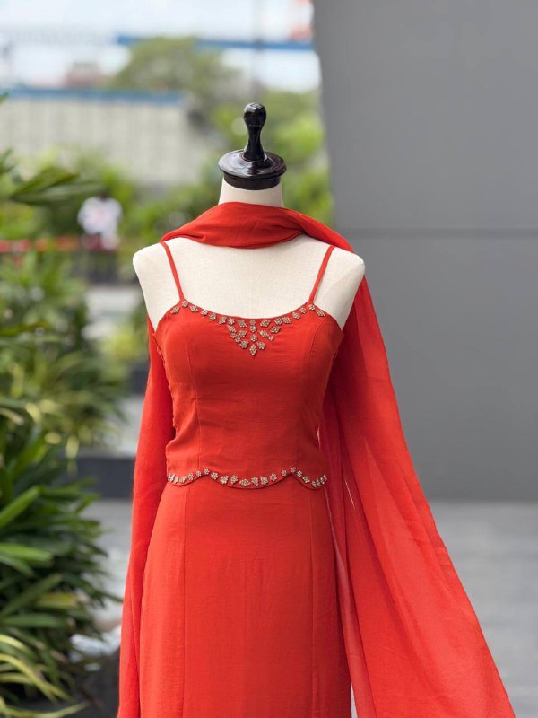 Premium Georgette Blouse, Fishcut Skirt & Dupatta Set