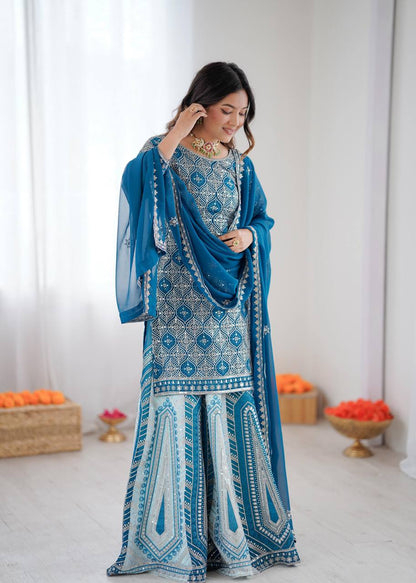 Premium Faux Georgette Lehenga, Top & Dupatta Set