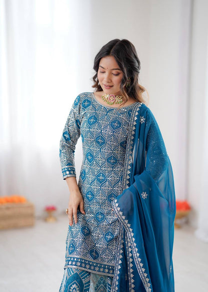 Premium Faux Georgette Lehenga, Top & Dupatta Set