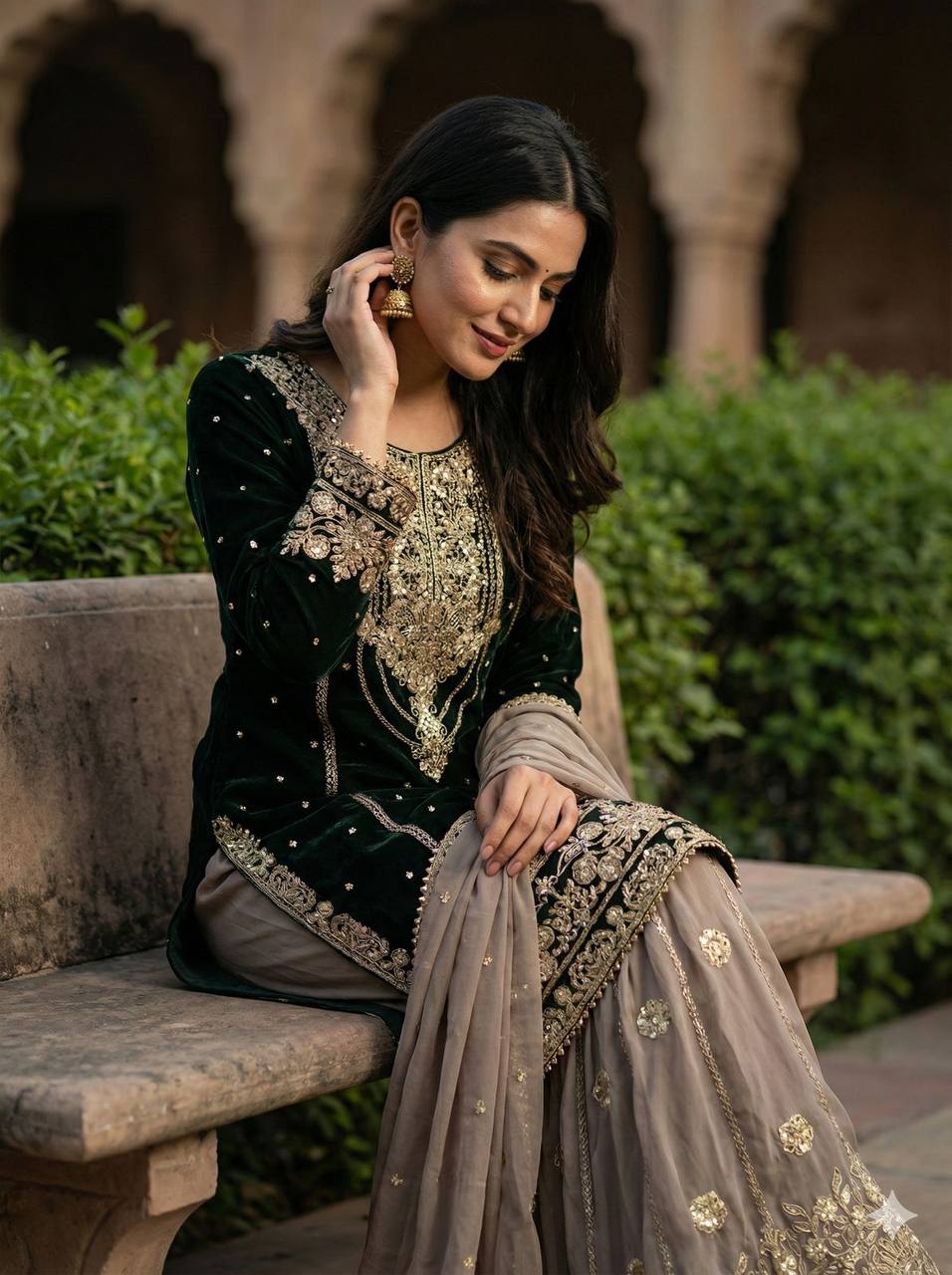 Premium Heavy Faux Georgette Top, Plazzo & Dupatta Set