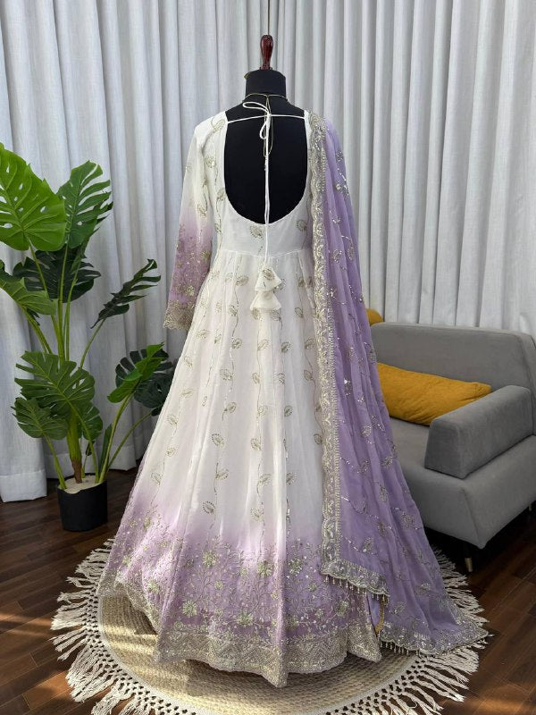 Premium Star Georgette Anarkali Suit Set – Sequins Embroidery Work