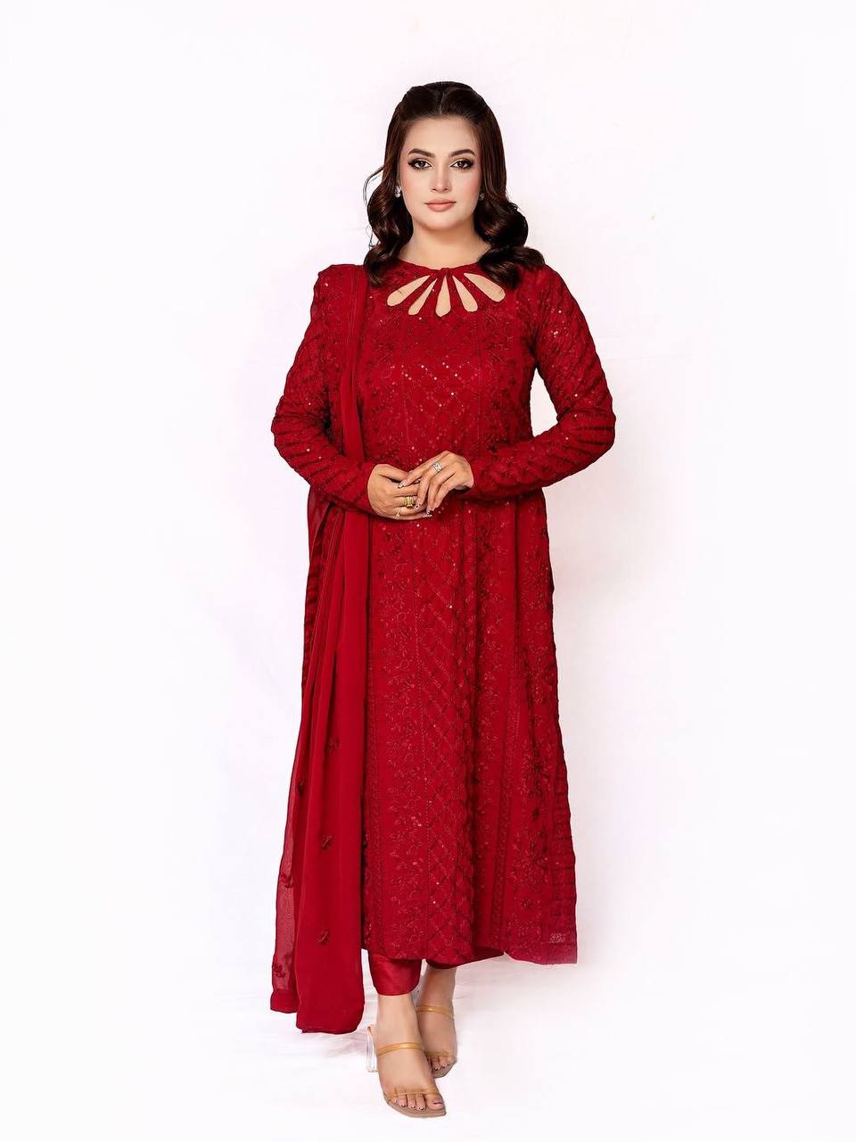 Premium Heavy Fox Georgette Top, Pant & Dupatta Set