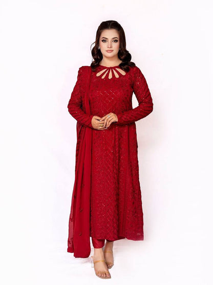 Premium Heavy Fox Georgette Top, Pant & Dupatta Set