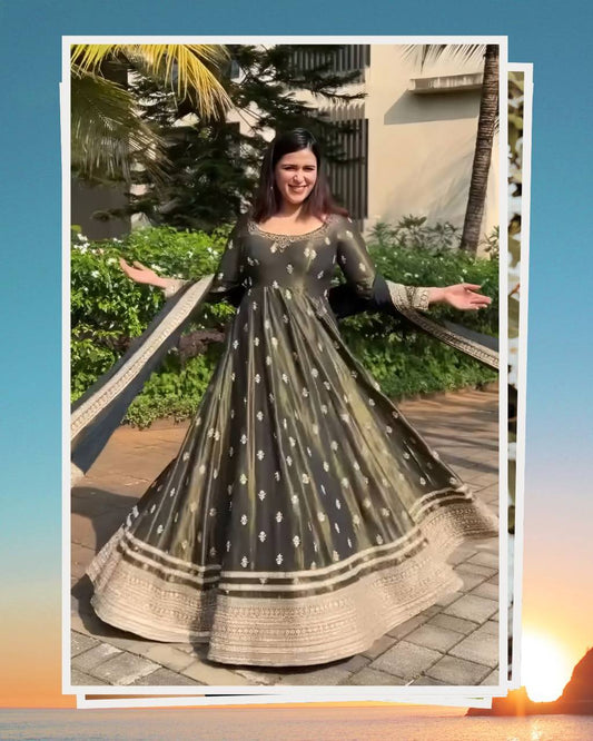 Premium Chinon Silk Eid Special Anarkali Suit Set