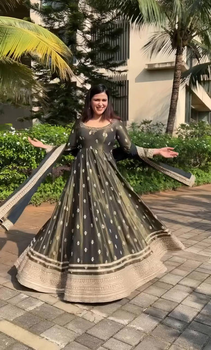Premium Chinon Silk Eid Special Anarkali Suit Set