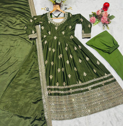 Premium Chinon Silk Eid Special Anarkali Suit Set