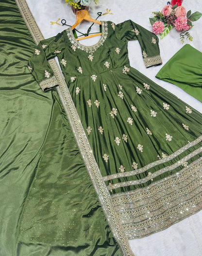 Premium Chinon Silk Eid Special Anarkali Suit Set