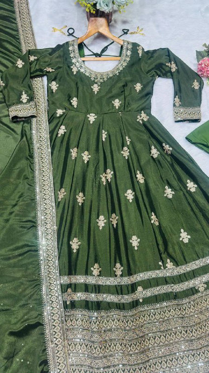 Premium Chinon Silk Eid Special Anarkali Suit Set