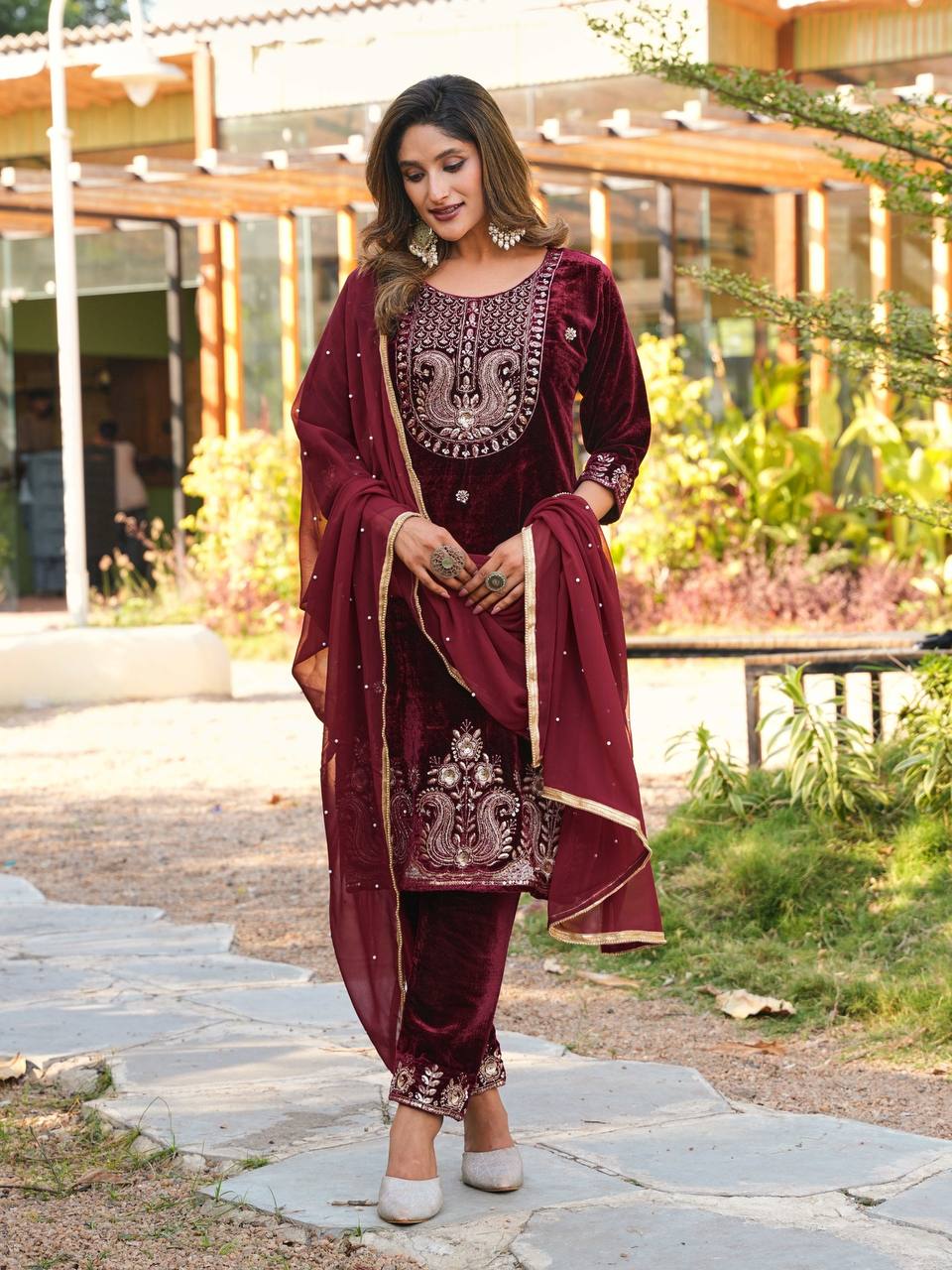Premium Velvet Top & Bottom with Faux Georgette Dupatta