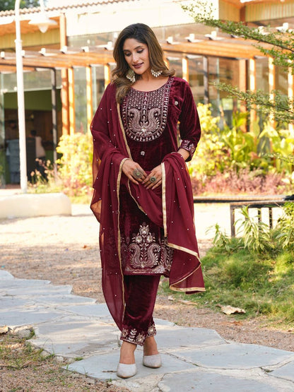 Premium Velvet Top & Bottom with Faux Georgette Dupatta