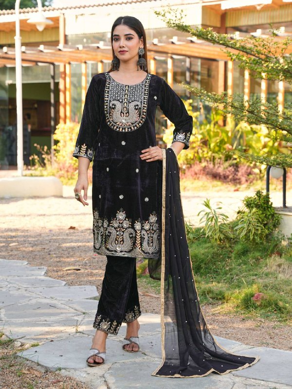 Premium Velvet Top & Bottom with Faux Georgette Dupatta