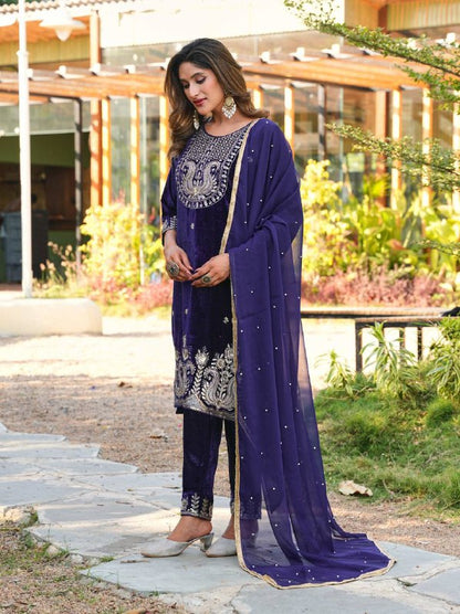 Premium Velvet Top & Bottom with Faux Georgette Dupatta
