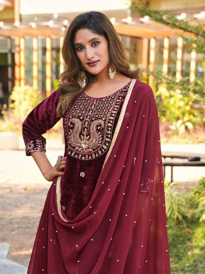 Premium Velvet Top & Bottom with Faux Georgette Dupatta