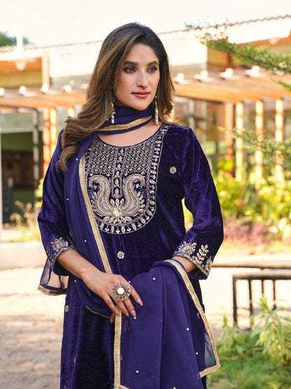 Premium Velvet Top & Bottom with Faux Georgette Dupatta