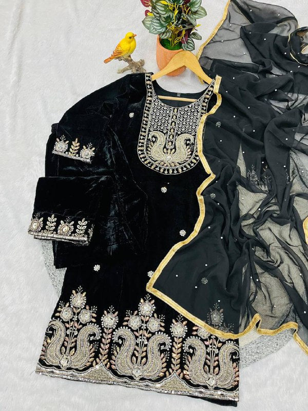 Premium Velvet Top & Bottom with Faux Georgette Dupatta