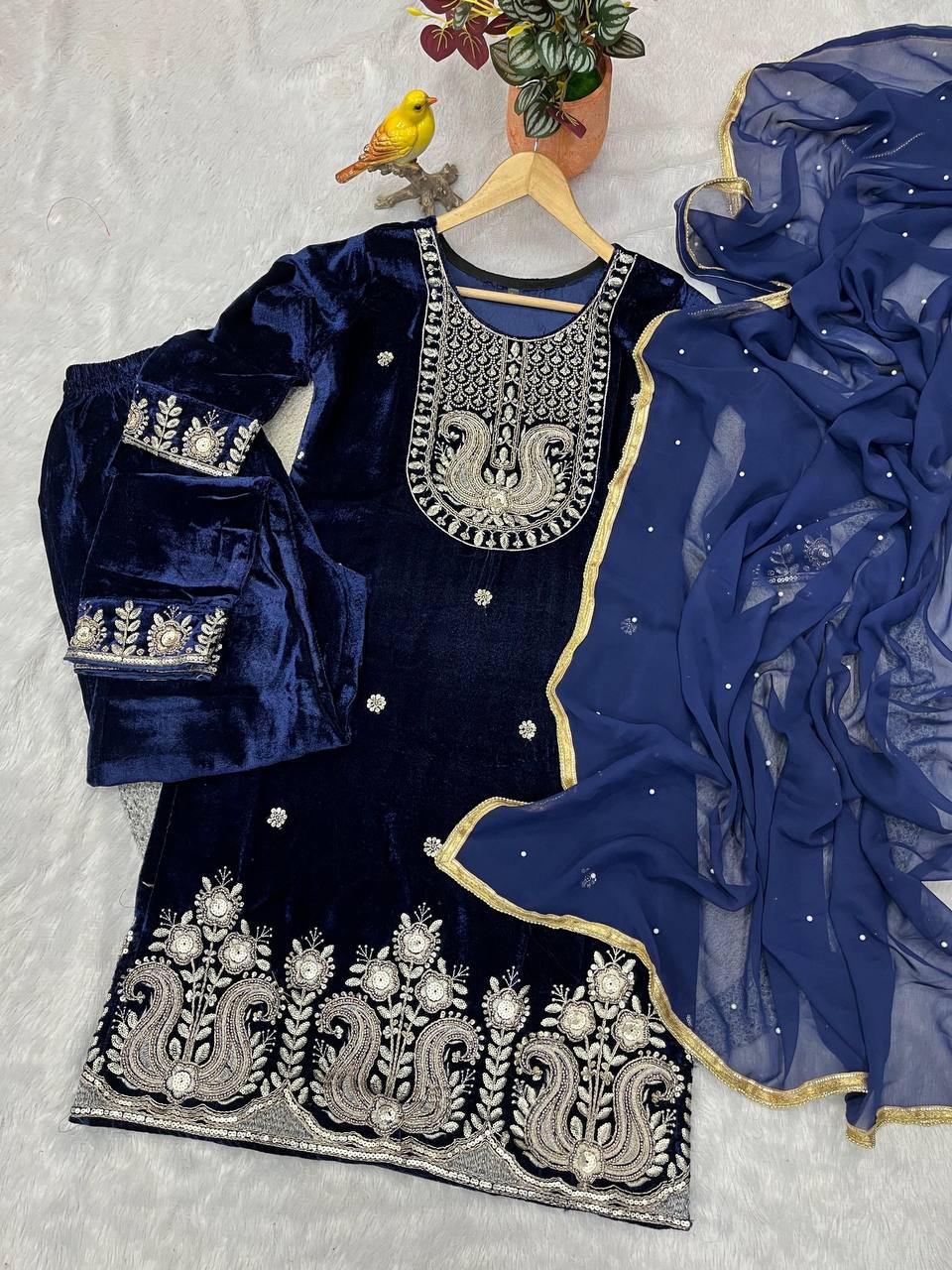 Premium Velvet Top & Bottom with Faux Georgette Dupatta