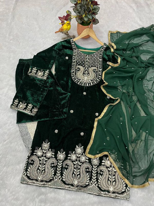 Premium Velvet Top & Bottom with Faux Georgette Dupatta