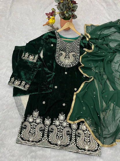 Premium Velvet Top & Bottom with Faux Georgette Dupatta