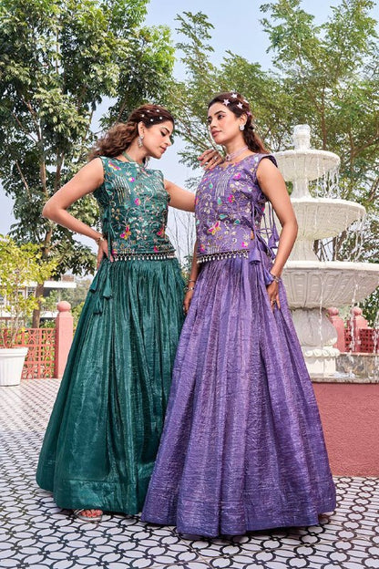Premium Gold Crush Lehenga Choli with Shrug – Heavy Embroidery