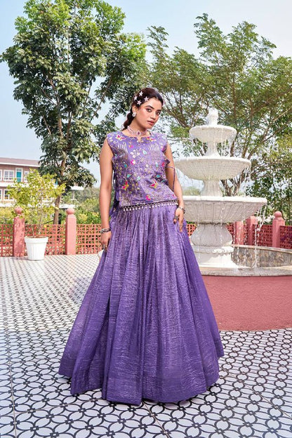 Premium Gold Crush Lehenga Choli with Shrug – Heavy Embroidery