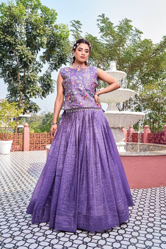Premium Gold Crush Lehenga Choli with Shrug – Heavy Embroidery