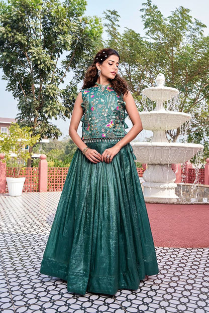 Premium Gold Crush Lehenga Choli with Shrug – Heavy Embroidery