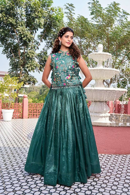 Premium Gold Crush Lehenga Choli with Shrug – Heavy Embroidery