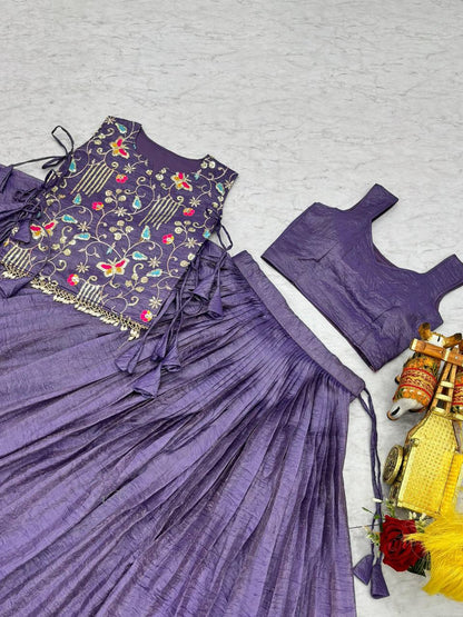 Premium Gold Crush Lehenga Choli with Shrug – Heavy Embroidery