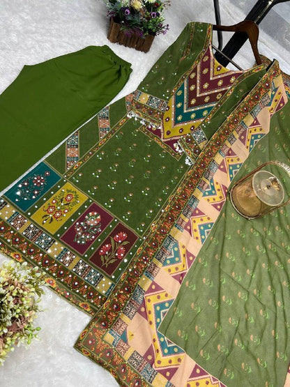 Premium Faux Georgette Digital Print Kurti, Pant & Dupatta Set