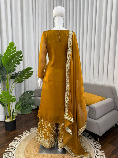 Premium JMC Silk Palazoo Set – Thread & Sequins Embroidery Work