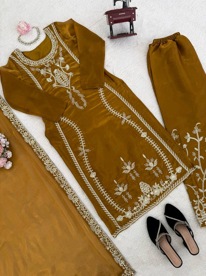 Premium JMC Silk Palazoo Set – Thread & Sequins Embroidery Work