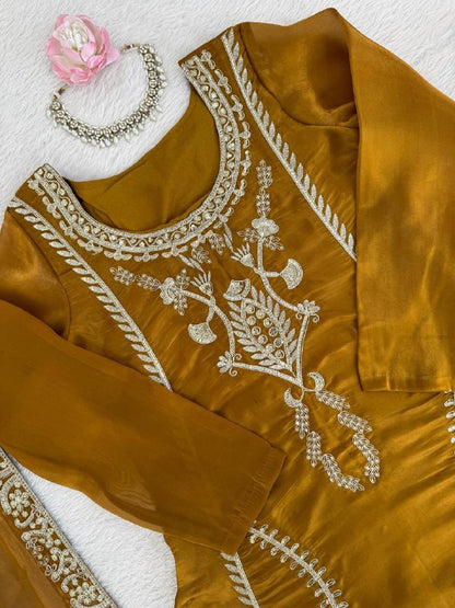Premium JMC Silk Palazoo Set – Thread & Sequins Embroidery Work