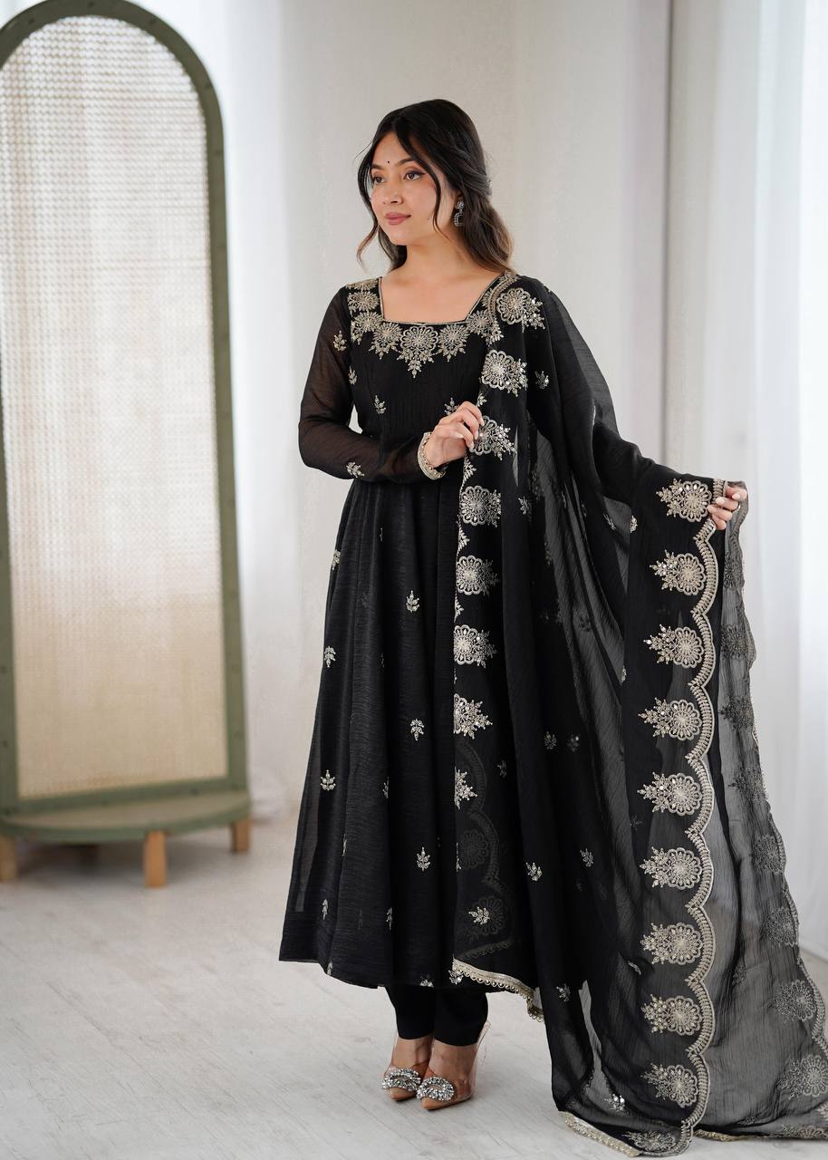 Premium Crunchy Silk Anarkali Suit Set