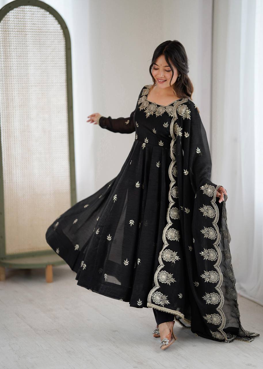 Premium Crunchy Silk Anarkali Suit Set