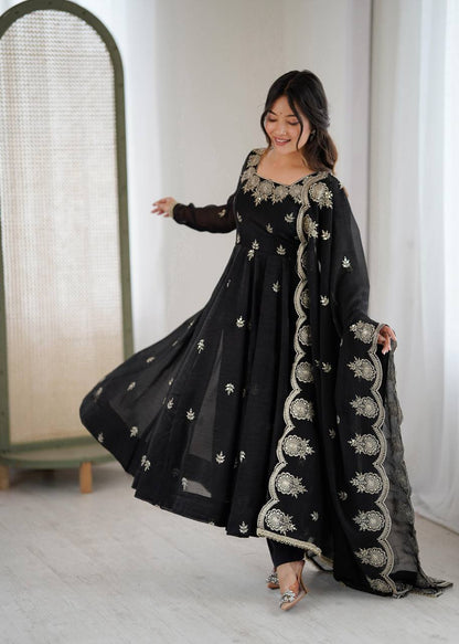 Premium Crunchy Silk Anarkali Suit Set