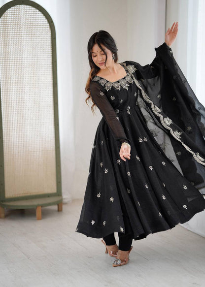 Premium Crunchy Silk Anarkali Suit Set