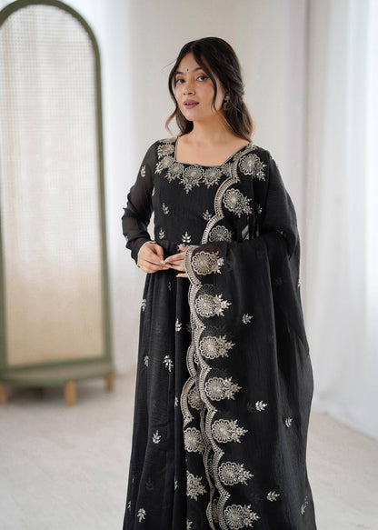 Premium Crunchy Silk Anarkali Suit Set