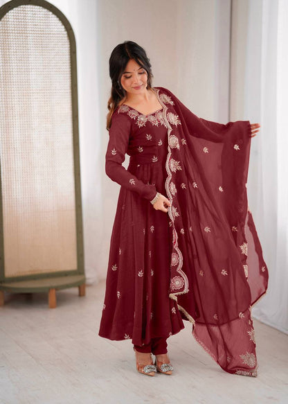 Premium Crunchy Silk Anarkali Suit Set