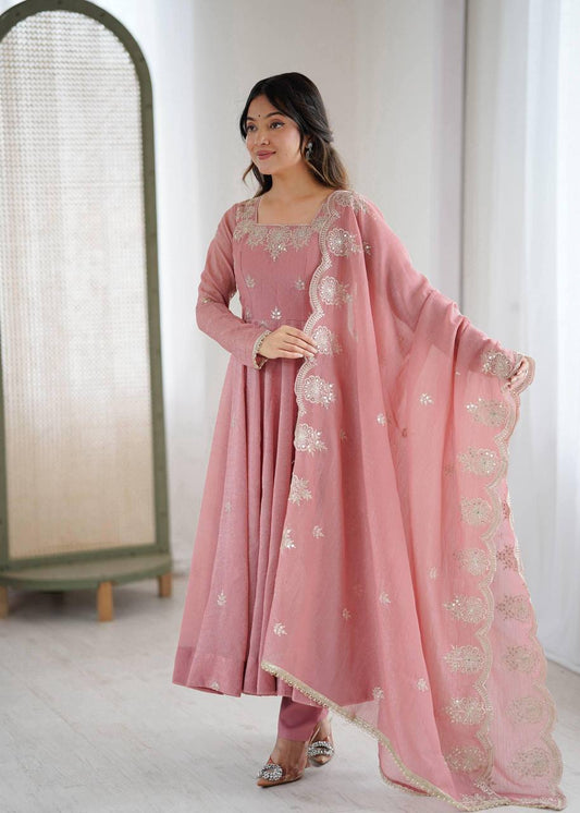 Premium Crunchy Silk Anarkali Suit Set