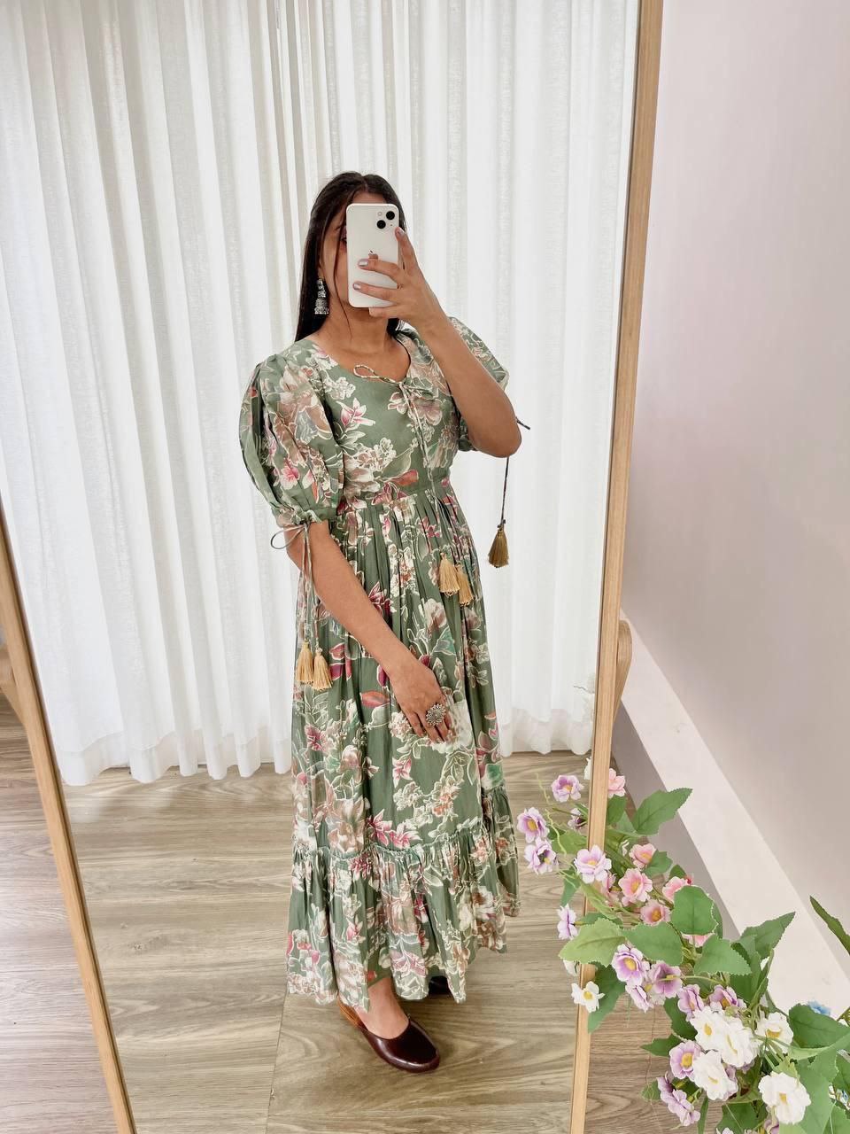 roman silk dress Designer Roman Silk Dress For Special Pooja