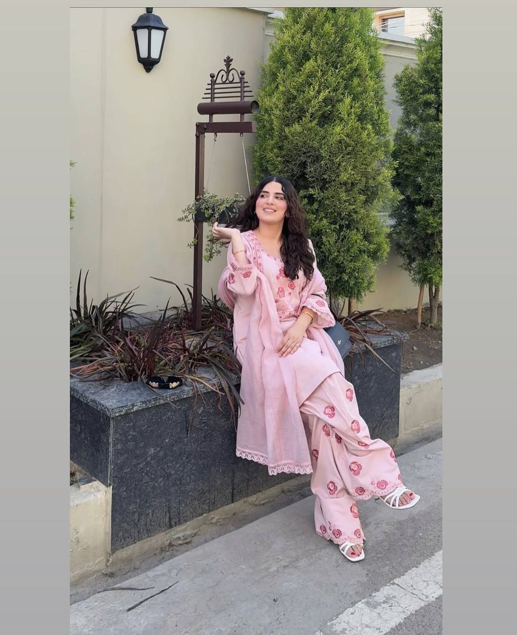 Premium Natural Crepe Top, Farshi Plazzo & Faux Georgette Dupatta