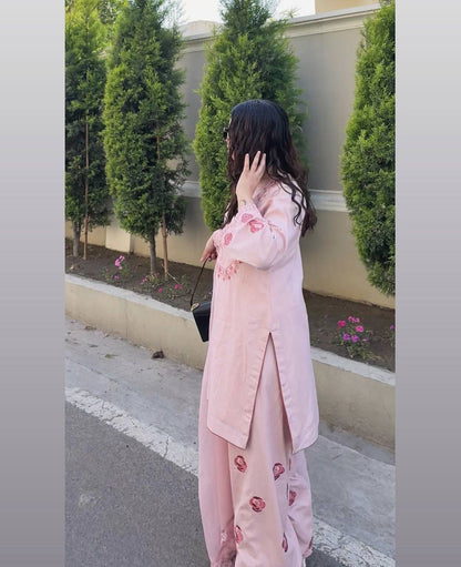 Premium Natural Crepe Top, Farshi Plazzo & Faux Georgette Dupatta