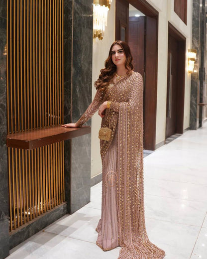 Premium Butterfly Net Saree with Sequins Embroidery