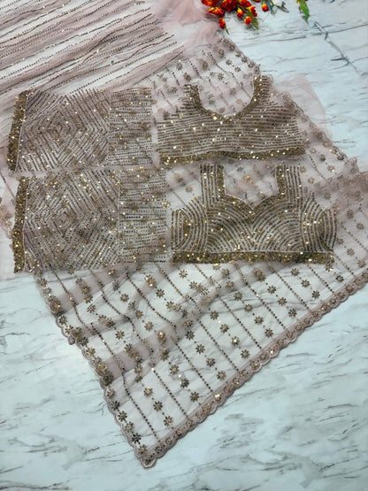Premium Butterfly Net Saree with Sequins Embroidery