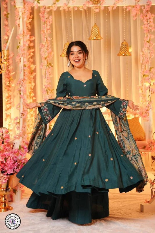 Premium PV‑Chanderi Top & Sharara with Silk‑Crepe Dupatta – Embroidery