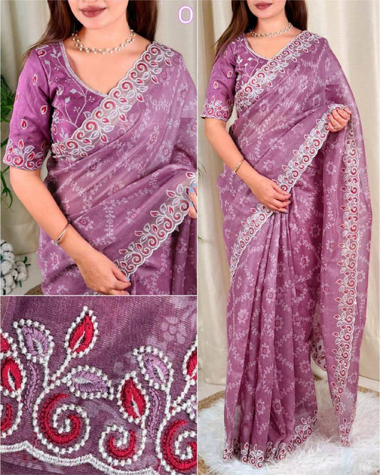 Premium Cotton Satin Saree with Bandhej Print & Mono Banglori Blouse